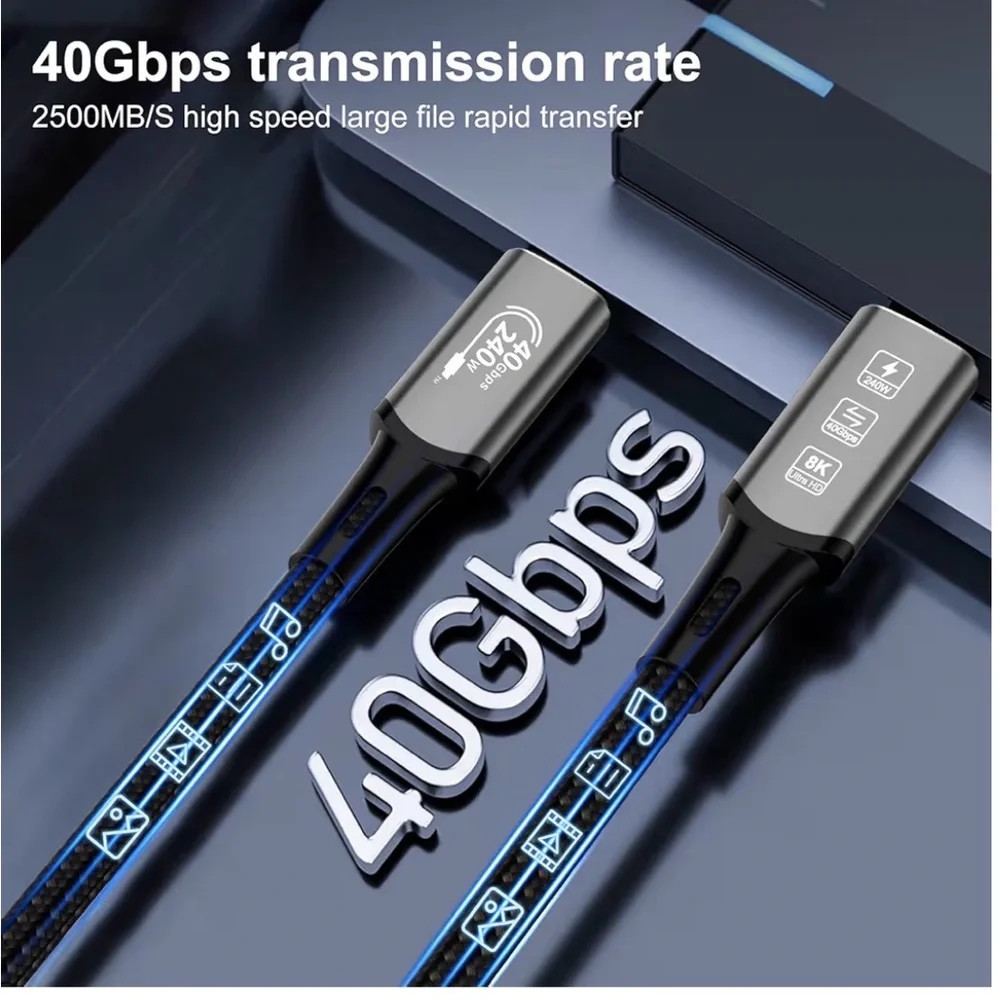3.3ft USB4 cable, 8k Display / 40Gbps Data Transfer / 240w Power Delivery